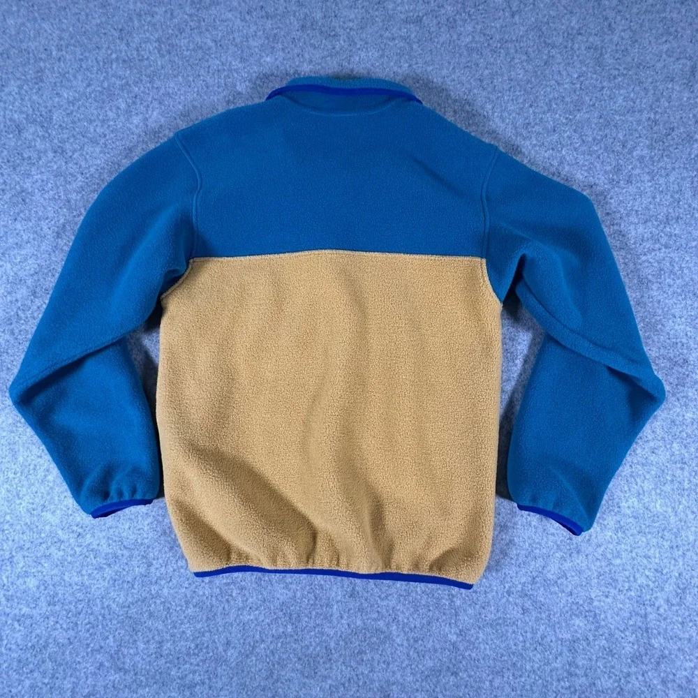 Patagonia Synchilla Snap-T Fleece Size Large Blue Teal Yellow Kids Pullover B4